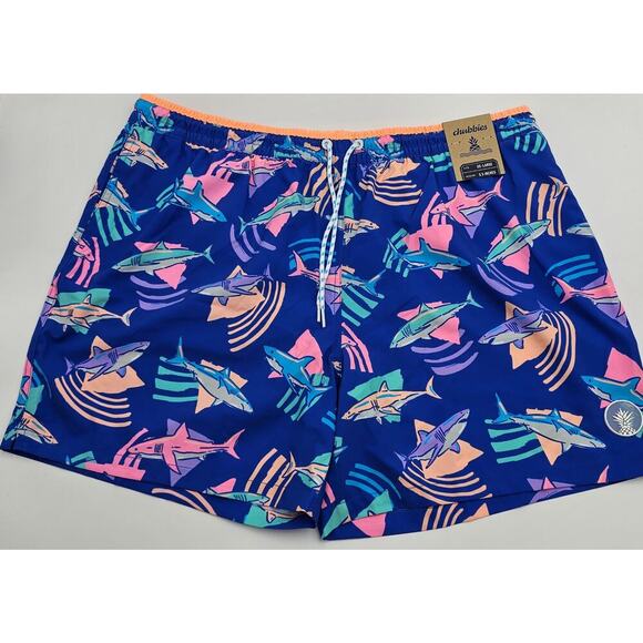 Chubbies Men's 2XL The Daddy Sharks 5.5" Classic Swim Trunk NWT - Picture 2 of 8